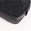CHANEL Matelasse Chain Shoulder Bag Lamb Skin Black Gold CC Auth 188446-13