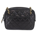 CHANEL Matelasse Chain Shoulder Bag Lamb Skin Black Gold CC Auth 188446-2