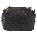 CHANEL Matelasse Chain Shoulder Bag Lamb Skin Black Gold CC Auth 188446-3