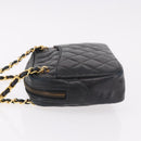 CHANEL Matelasse Chain Shoulder Bag Lamb Skin Black Gold CC Auth 188446-5