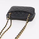 CHANEL Matelasse Chain Shoulder Bag Lamb Skin Black Gold CC Auth 188446-6