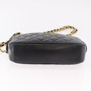 CHANEL Matelasse Chain Shoulder Bag Lamb Skin Black Gold CC Auth 188446-9