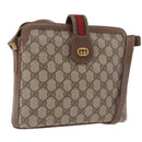 GUCCI GG Supreme Web Sherry Line Shoulder Bag PVC Beige Gold Auth 188457-1