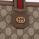 GUCCI GG Supreme Web Sherry Line Shoulder Bag PVC Beige Gold Auth 188457-14