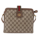 GUCCI GG Supreme Web Sherry Line Shoulder Bag PVC Beige Gold Auth 188457-2