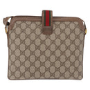 GUCCI GG Supreme Web Sherry Line Shoulder Bag PVC Beige Gold Auth 188457-3