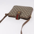 GUCCI GG Supreme Web Sherry Line Shoulder Bag PVC Beige Gold Auth 188457-6