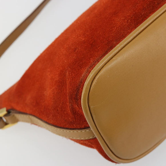 GUCCI Accessory Pouch Suede Orange Gold 039 1103 2123 Auth 188458
