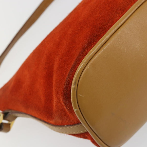 GUCCI Accessory Pouch Suede Orange Gold 039 1103 2123 Auth 188458