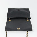 CHANEL Chain Shoulder Bag Lamb Skin Black Gold CC Auth 188459-10
