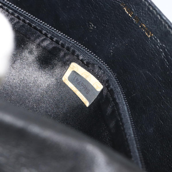 CHANEL Chain Shoulder Bag Lamb Skin Black Gold CC Auth 188459