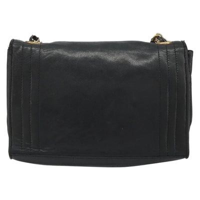 CHANEL Chain Shoulder Bag Lamb Skin Black Gold CC Auth 188459 - 0