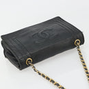 CHANEL Chain Shoulder Bag Lamb Skin Black Gold CC Auth 188459-6