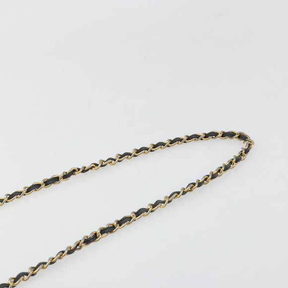 CHANEL Chain Shoulder Bag Lamb Skin Black Gold CC Auth 188459