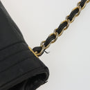 CHANEL Chain Shoulder Bag Lamb Skin Black Gold CC Auth 188459-8