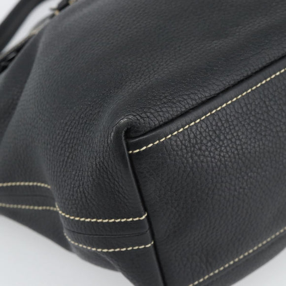 PRADA Shoulder Bag Leather Black Silver Auth 188461A