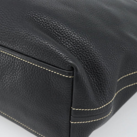 PRADA Shoulder Bag Leather Black Silver Auth 188461A