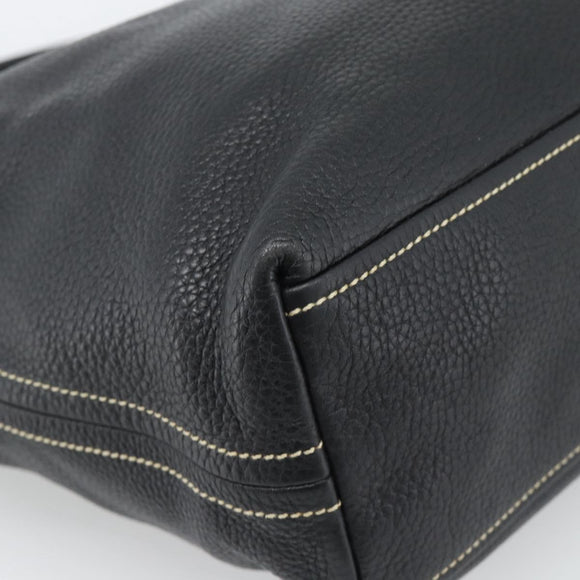 PRADA Shoulder Bag Leather Black Silver Auth 188461A