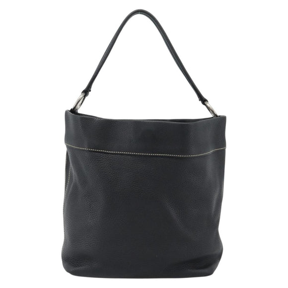 PRADA Shoulder Bag Leather Black Silver Auth 188461A