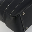 CHANEL Choco Bar Chain Tote Bag Lamb Skin Navy Silver CC Auth 188462SAV-14