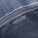CHANEL Choco Bar Chain Tote Bag Lamb Skin Navy Silver CC Auth 188462SAV-18