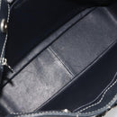 CHANEL Choco Bar Chain Tote Bag Lamb Skin Navy Silver CC Auth 188462SAV-11