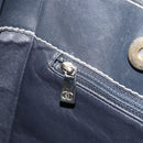 CHANEL Choco Bar Chain Tote Bag Lamb Skin Navy Silver CC Auth 188462SAV-21