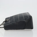 CHANEL Choco Bar Chain Tote Bag Lamb Skin Navy Silver CC Auth 188462SAV-4