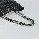 CHANEL Choco Bar Chain Tote Bag Lamb Skin Navy Silver CC Auth 188462SAV-7