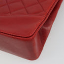 CHANEL Matelasse Hand Bag Lamb Skin Red Gold CC Auth 188464-11