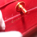 CHANEL Matelasse Hand Bag Lamb Skin Red Gold CC Auth 188464-14