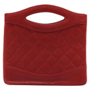 CHANEL Matelasse Hand Bag Lamb Skin Red Gold CC Auth 188464-3