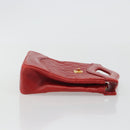 CHANEL Matelasse Hand Bag Lamb Skin Red Gold CC Auth 188464-4