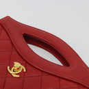 CHANEL Matelasse Hand Bag Lamb Skin Red Gold CC Auth 188464-7