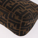 FENDI Zucca Canvas Shoulder Bag Black Brown Auth 188466SAM-15