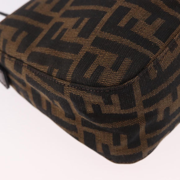 FENDI Zucca Canvas Shoulder Bag Black Brown Auth 188466SAM