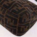 FENDI Zucca Canvas Shoulder Bag Black Brown Auth 188466SAM-17
