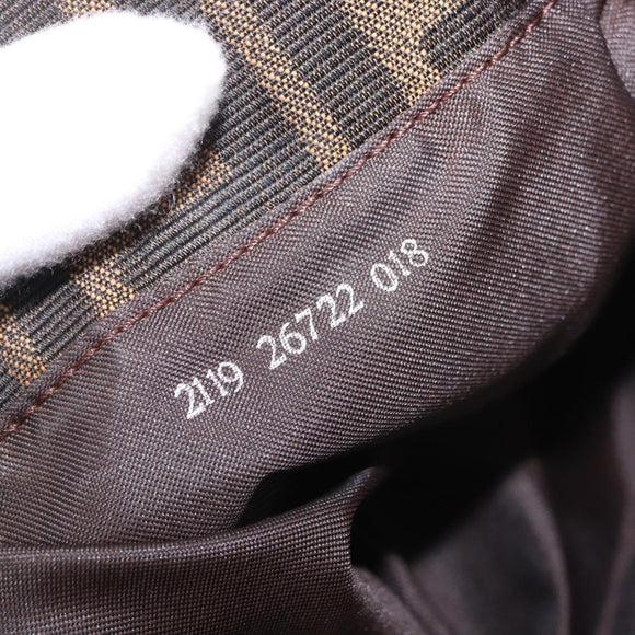 FENDI Zucca Canvas Shoulder Bag Black Brown Auth 188466SAM