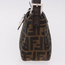 FENDI Zucca Canvas Shoulder Bag Black Brown Auth 188466SAM-3