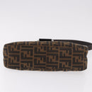 FENDI Zucca Canvas Shoulder Bag Black Brown Auth 188466SAM-5