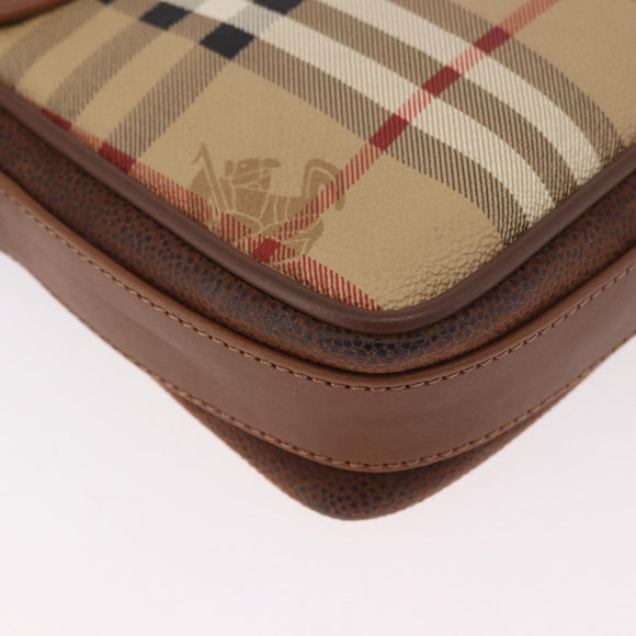 Burberrys Nova Check Shoulder Bag PVC Beige Gold Auth 188467