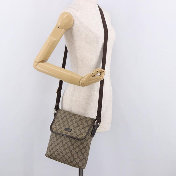 GUCCI GG Supreme Shoulder Bag PVC Beige Gold 223666 Auth 188468
