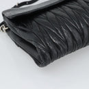 Miu Miu Matelasse Shoulder Bag Leather Black Silver Auth 188469SAM-11