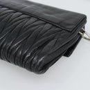 Miu Miu Matelasse Shoulder Bag Leather Black Silver Auth 188469SAM-12