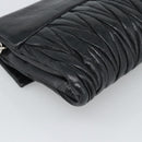 Miu Miu Matelasse Shoulder Bag Leather Black Silver Auth 188469SAM-13