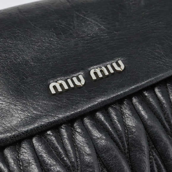 Miu Miu Matelasse Shoulder Bag Leather Black Silver Auth 188469SAM