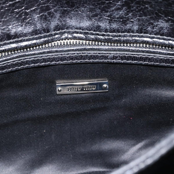 Miu Miu Matelasse Shoulder Bag Leather Black Silver Auth 188469SAM