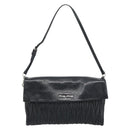Miu Miu Matelasse Shoulder Bag Leather Black Silver Auth 188469SAM-2