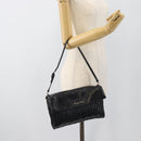Miu Miu Matelasse Shoulder Bag Leather Black Silver Auth 188469SAM-23