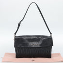 Miu Miu Matelasse Shoulder Bag Leather Black Silver Auth 188469SAM-24